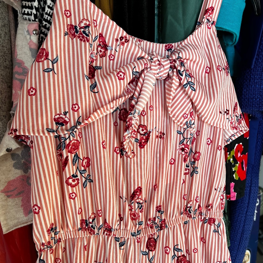 Girls Size 10 Pink Floral Jumpsuit BNWT